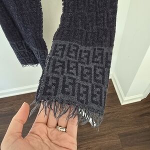Authentic Fendi Logo Wool Blue Scarf